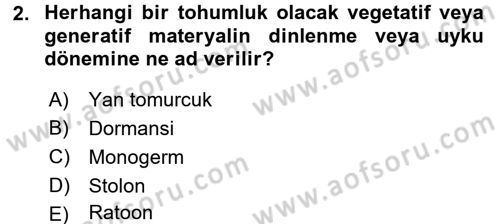 Tarla Bitkileri 2 Dersi 2016 - 2017 Yılı 3 Ders Sınav Soruları 2. Soru