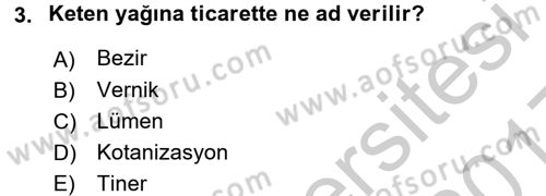 Tarla Bitkileri 2 Dersi 2016 - 2017 Yılı 3 Ders Sınav Soruları 3. Soru