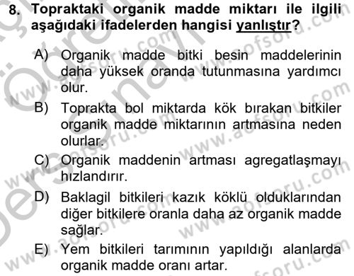 Tarla Bitkileri 2 Dersi 2016 - 2017 Yılı 3 Ders Sınav Soruları 8. Soru