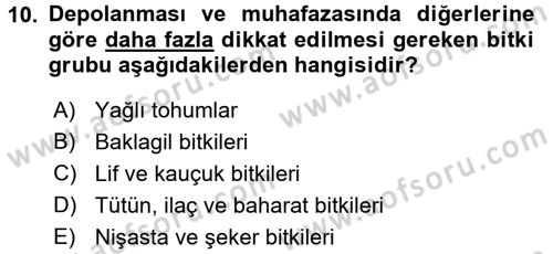 Tarla Bitkileri 2 Dersi 2016 - 2017 Yılı (Vize) Ara Sınav Soruları 10. Soru