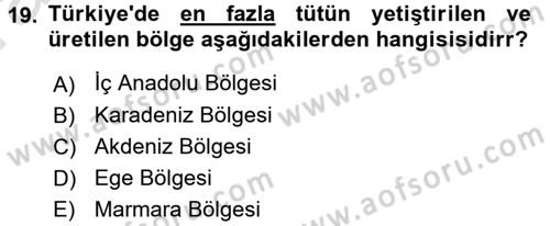 Tarla Bitkileri 2 Dersi 2016 - 2017 Yılı (Vize) Ara Sınav Soruları 19. Soru