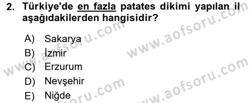 Tarla Bitkileri 2 Dersi 2016 - 2017 Yılı (Vize) Ara Sınav Soruları 2. Soru
