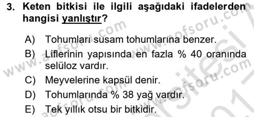 Tarla Bitkileri 2 Dersi 2016 - 2017 Yılı (Vize) Ara Sınav Soruları 3. Soru