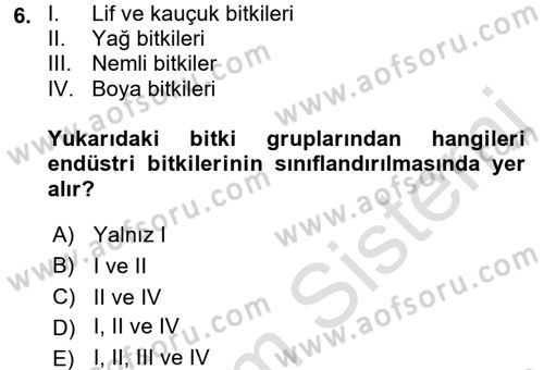 Tarla Bitkileri 2 Dersi 2016 - 2017 Yılı (Vize) Ara Sınav Soruları 6. Soru