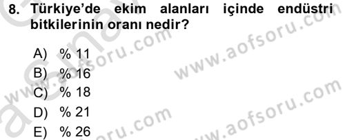Tarla Bitkileri 2 Dersi 2016 - 2017 Yılı (Vize) Ara Sınav Soruları 8. Soru