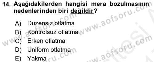 Tarla Bitkileri 2 Dersi 2016 - 2017 Yılı (Final) Dönem Sonu Sınav Soruları 14. Soru