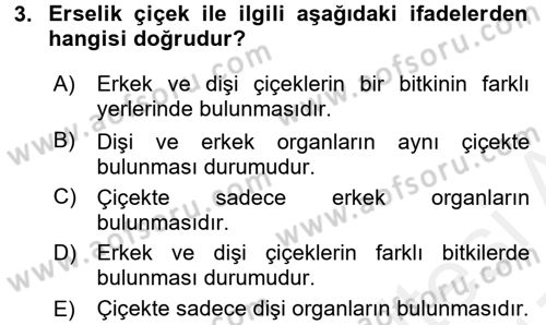 Tarla Bitkileri 2 Dersi 2016 - 2017 Yılı (Final) Dönem Sonu Sınav Soruları 3. Soru