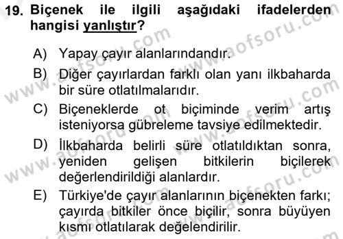 Tarla Bitkileri 2 Dersi 2017 - 2018 Yılı 3 Ders Sınav Soruları 19. Soru