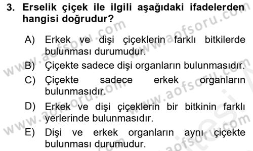 Tarla Bitkileri 2 Dersi 2017 - 2018 Yılı 3 Ders Sınav Soruları 3. Soru