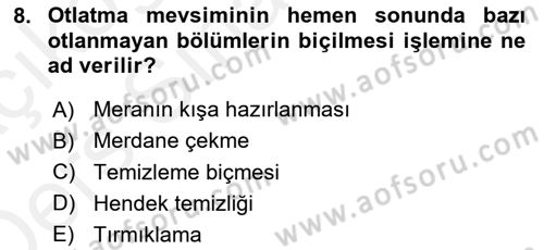 Tarla Bitkileri 2 Dersi 2017 - 2018 Yılı 3 Ders Sınav Soruları 8. Soru