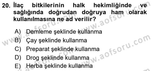 Tarla Bitkileri 2 Dersi 2017 - 2018 Yılı (Vize) Ara Sınav Soruları 20. Soru