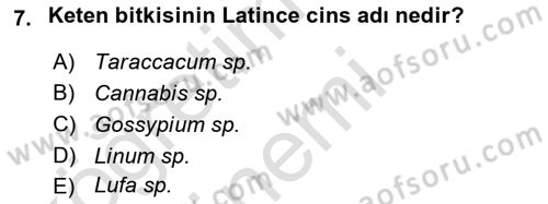 Tarla Bitkileri 2 Dersi 2017 - 2018 Yılı (Vize) Ara Sınav Soruları 7. Soru