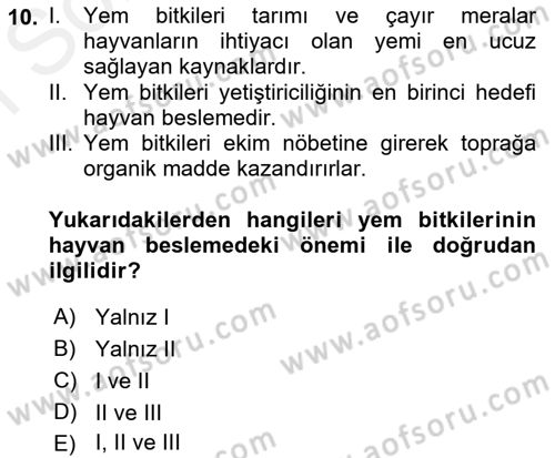 Tarla Bitkileri 2 Dersi 2017 - 2018 Yılı (Final) Dönem Sonu Sınav Soruları 10. Soru