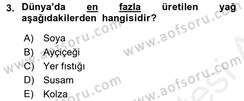 Tarla Bitkileri 2 Dersi 2017 - 2018 Yılı (Final) Dönem Sonu Sınav Soruları 3. Soru