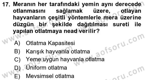Tarla Bitkileri 2 Dersi 2018 - 2019 Yılı 3 Ders Sınav Soruları 17. Soru