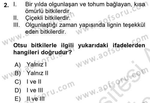 Tarla Bitkileri 2 Dersi 2018 - 2019 Yılı 3 Ders Sınav Soruları 2. Soru