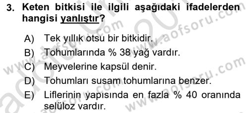 Tarla Bitkileri 2 Dersi 2018 - 2019 Yılı 3 Ders Sınav Soruları 3. Soru