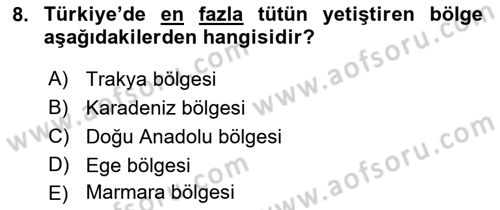 Tarla Bitkileri 2 Dersi 2018 - 2019 Yılı 3 Ders Sınav Soruları 8. Soru