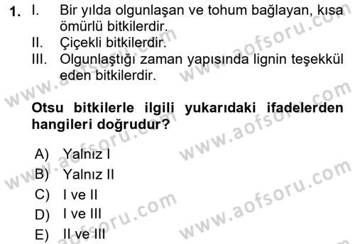 Tarla Bitkileri 2 Dersi 2018 - 2019 Yılı (Vize) Ara Sınav Soruları 1. Soru