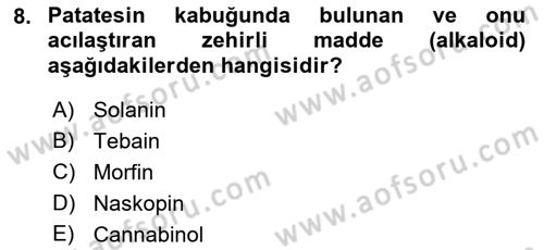 Tarla Bitkileri 2 Dersi 2018 - 2019 Yılı (Vize) Ara Sınav Soruları 8. Soru