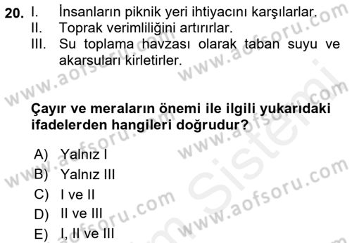 Tarla Bitkileri 2 Dersi 2018 - 2019 Yılı (Final) Dönem Sonu Sınav Soruları 20. Soru