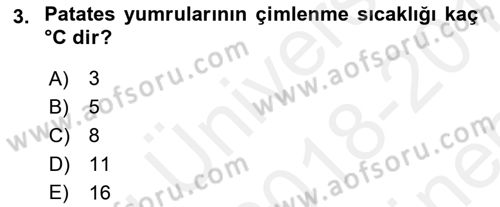 Tarla Bitkileri 2 Dersi 2018 - 2019 Yılı (Final) Dönem Sonu Sınav Soruları 3. Soru
