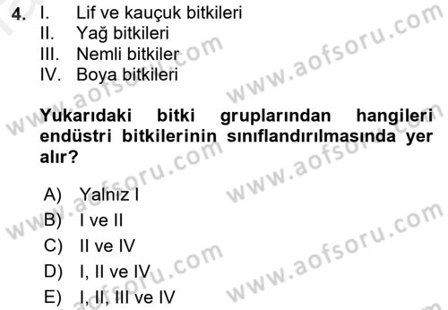 Tarla Bitkileri 2 Dersi 2018 - 2019 Yılı (Final) Dönem Sonu Sınav Soruları 4. Soru