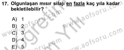 Tarla Bitkileri 2 Dersi 2018 - 2019 Yılı Yaz Okulu Sınav Soruları 17. Soru