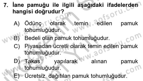 Tarla Bitkileri 2 Dersi 2018 - 2019 Yılı Yaz Okulu Sınav Soruları 7. Soru