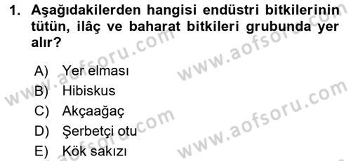 Tarla Bitkileri 2 Dersi 2020 - 2021 Yılı Yaz Okulu Sınav Soruları 1. Soru