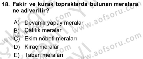 Tarla Bitkileri 2 Dersi 2020 - 2021 Yılı Yaz Okulu Sınav Soruları 18. Soru