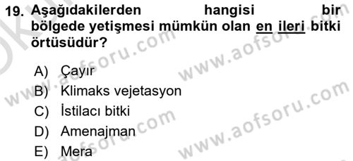 Tarla Bitkileri 2 Dersi 2020 - 2021 Yılı Yaz Okulu Sınav Soruları 19. Soru
