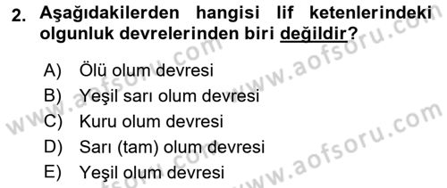 Tarla Bitkileri 2 Dersi 2020 - 2021 Yılı Yaz Okulu Sınav Soruları 2. Soru