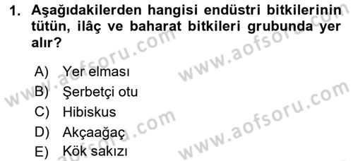 Tarla Bitkileri 2 Dersi 2021 - 2022 Yılı (Vize) Ara Sınav Soruları 1. Soru