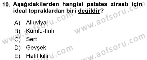 Tarla Bitkileri 2 Dersi 2021 - 2022 Yılı (Vize) Ara Sınav Soruları 10. Soru