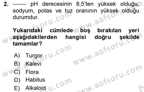 Tarla Bitkileri 2 Dersi 2021 - 2022 Yılı (Vize) Ara Sınav Soruları 2. Soru