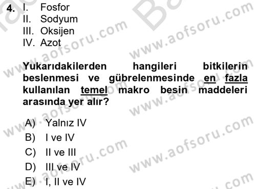 Tarla Bitkileri 2 Dersi 2021 - 2022 Yılı (Vize) Ara Sınav Soruları 4. Soru