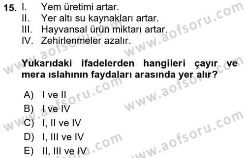Tarla Bitkileri 2 Dersi 2021 - 2022 Yılı (Final) Dönem Sonu Sınav Soruları 15. Soru