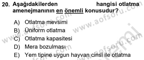 Tarla Bitkileri 2 Dersi 2021 - 2022 Yılı (Final) Dönem Sonu Sınav Soruları 20. Soru