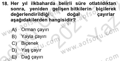 Tarla Bitkileri 2 Dersi 2021 - 2022 Yılı Yaz Okulu Sınav Soruları 18. Soru