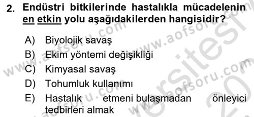Tarla Bitkileri 2 Dersi 2023 - 2024 Yılı (Vize) Ara Sınav Soruları 2. Soru