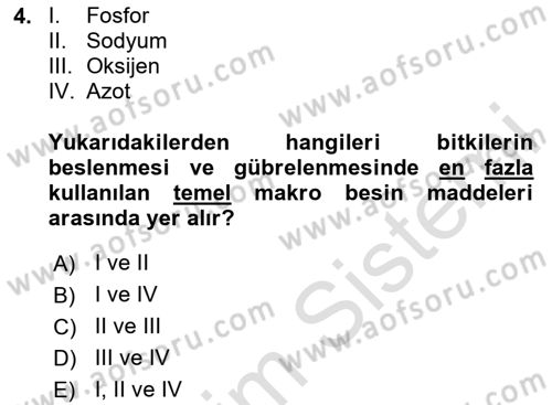 Tarla Bitkileri 2 Dersi 2023 - 2024 Yılı (Vize) Ara Sınav Soruları 4. Soru