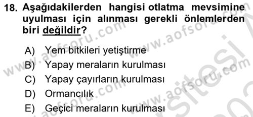 Tarla Bitkileri 2 Dersi 2023 - 2024 Yılı (Final) Dönem Sonu Sınav Soruları 18. Soru