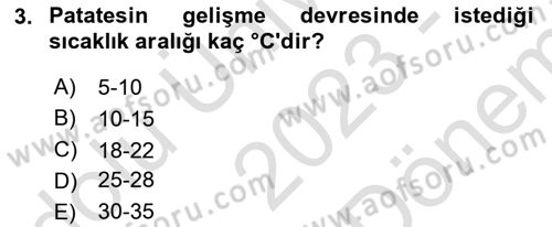 Tarla Bitkileri 2 Dersi 2023 - 2024 Yılı (Final) Dönem Sonu Sınav Soruları 3. Soru