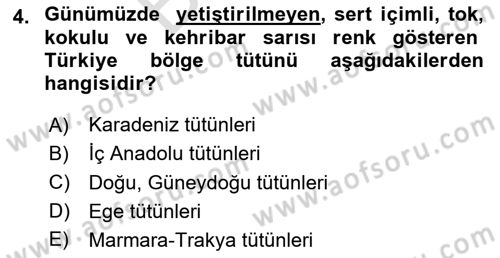 Tarla Bitkileri 2 Dersi 2023 - 2024 Yılı (Final) Dönem Sonu Sınav Soruları 4. Soru