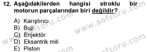 Tarım Alet ve Makinaları Dersi 2012 - 2013 Yılı (Vize) Ara Sınav Soruları 12. Soru