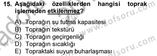 Tarım Alet ve Makinaları Dersi 2012 - 2013 Yılı (Vize) Ara Sınav Soruları 15. Soru