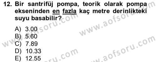 Tarım Alet ve Makinaları Dersi 2012 - 2013 Yılı (Final) Dönem Sonu Sınav Soruları 12. Soru