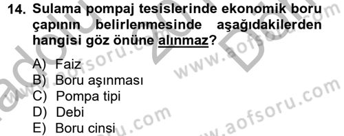 Tarım Alet ve Makinaları Dersi 2012 - 2013 Yılı (Final) Dönem Sonu Sınav Soruları 14. Soru