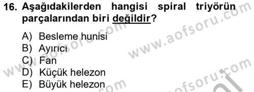 Tarım Alet ve Makinaları Dersi 2012 - 2013 Yılı (Final) Dönem Sonu Sınav Soruları 16. Soru